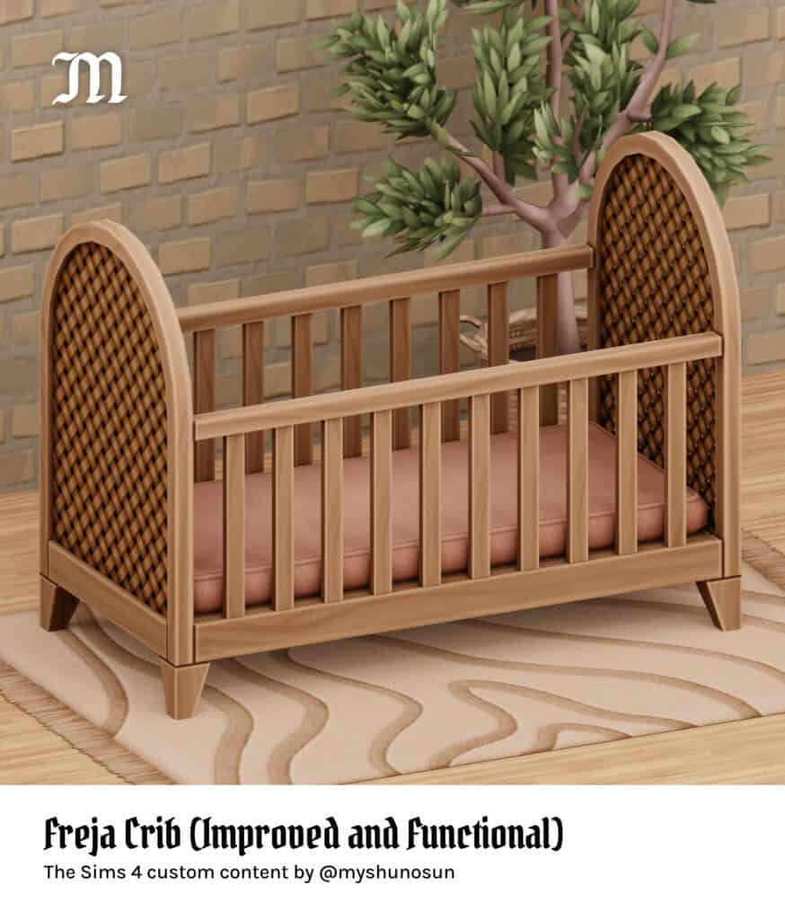 Myshunosun Freya crib, made functional for infants, sims 4 infant cc