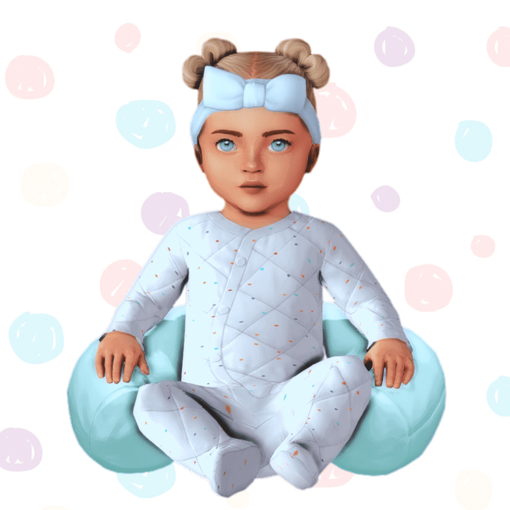 Sims 4 infant wearing white onesie clothing cc with dots