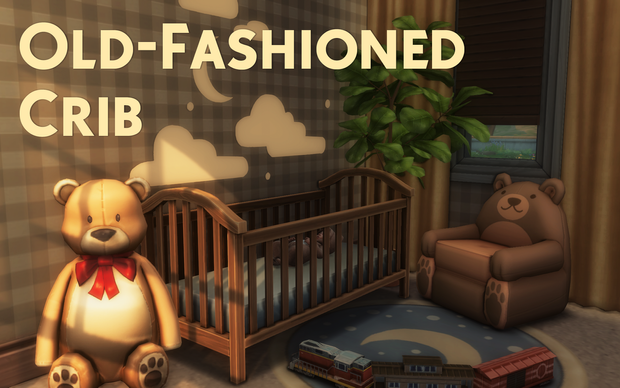 A classic, old fashioned wooden crib, sims 4 infant cc