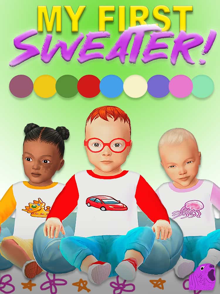 Sims 4 colorful icon sweater CC for Infants