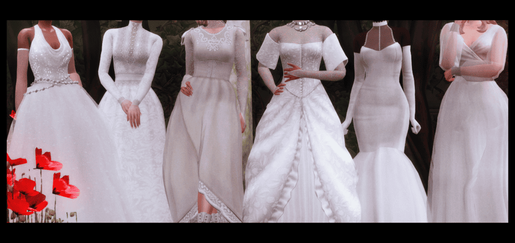 Zeussim Brides of the undead sims 4 wedding dress cc pack