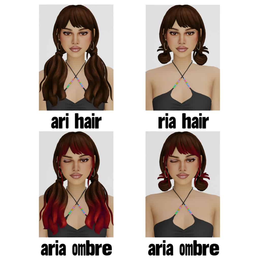 Sims 4 pigtail hair cc pack by arethabee