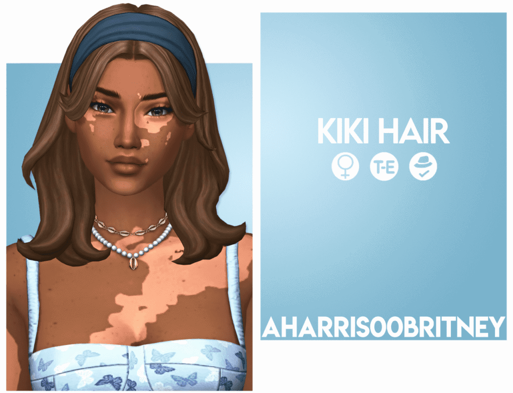 Kiki ah00b Hair Sims 4 CC with Headband Accessory