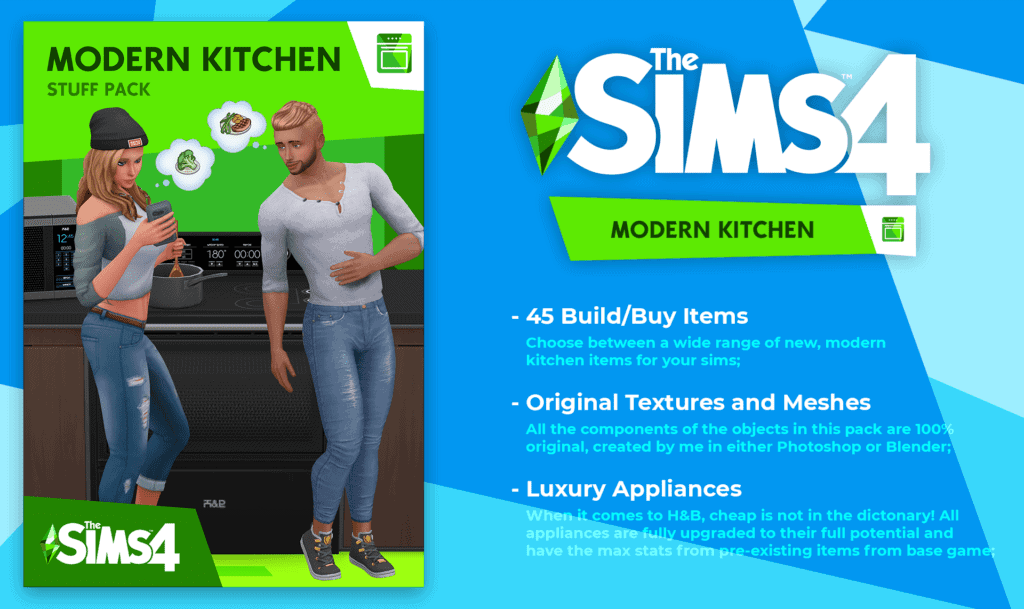 LittleDica Modern Kitchen Stuff Pack (With Functional Kitchen Appliance CC!)