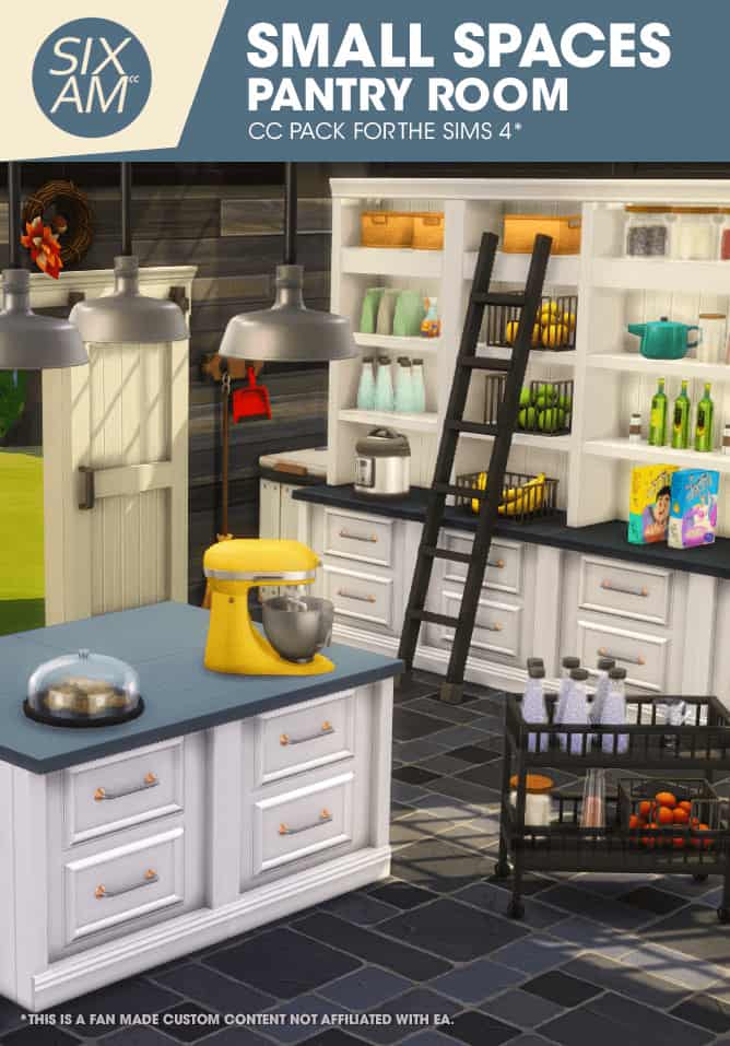 SixamCC Sims 4 kitchen pantry cc pack