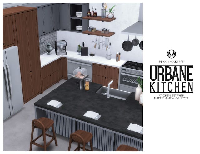 Peacemaker's sleek urban sims 4 kitchen cc set