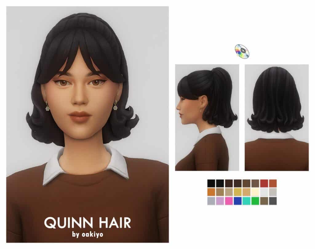 Quinn Oakiyo Sims 4 Short Hair CC with bangs