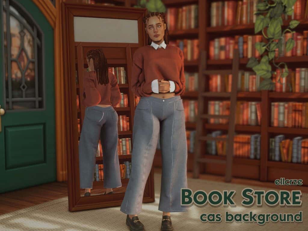 Bookstore Sims 4 CAS Background by Ellcrze
