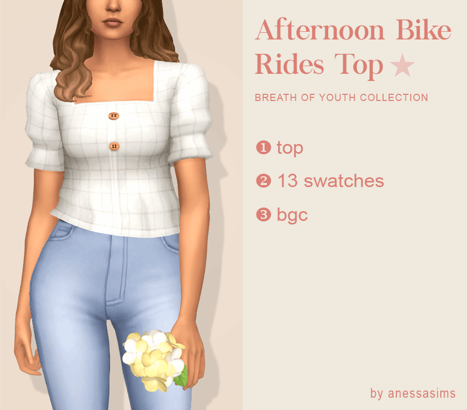 Sims 4 Cottagecore CC Top in Gingham