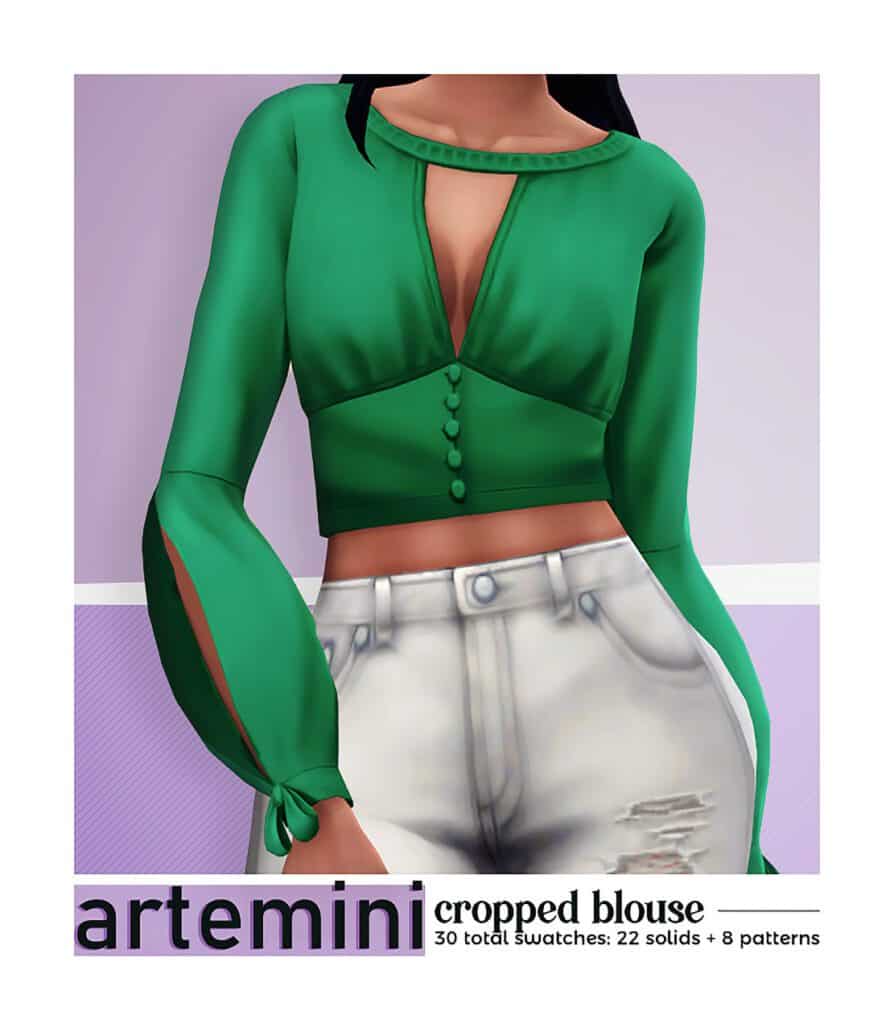 Cropped Blouse Sims 4 Shirt CC