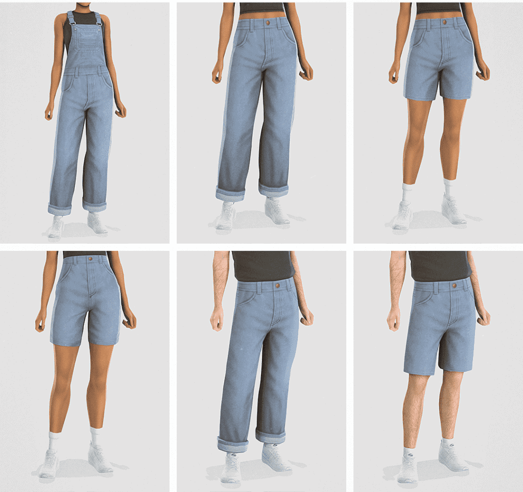 Sims 4 CC jeans And Denim Shorts CC and overalls