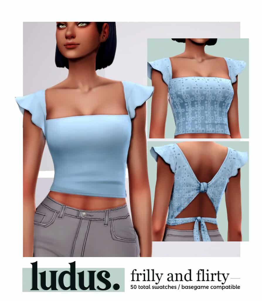 Frilly Sims 4 CC Shirt for Females