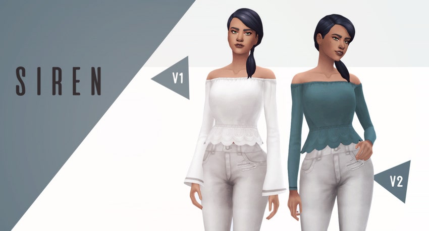 Scalloped Long Sleeve Sims 4 Female Shirt