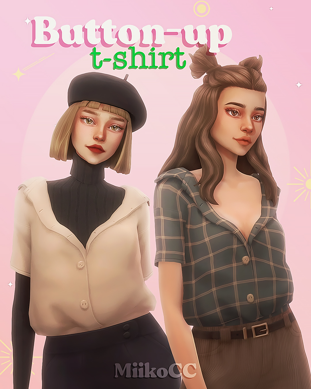 Loose Fitting Sims 4 Button Up CC Shirt