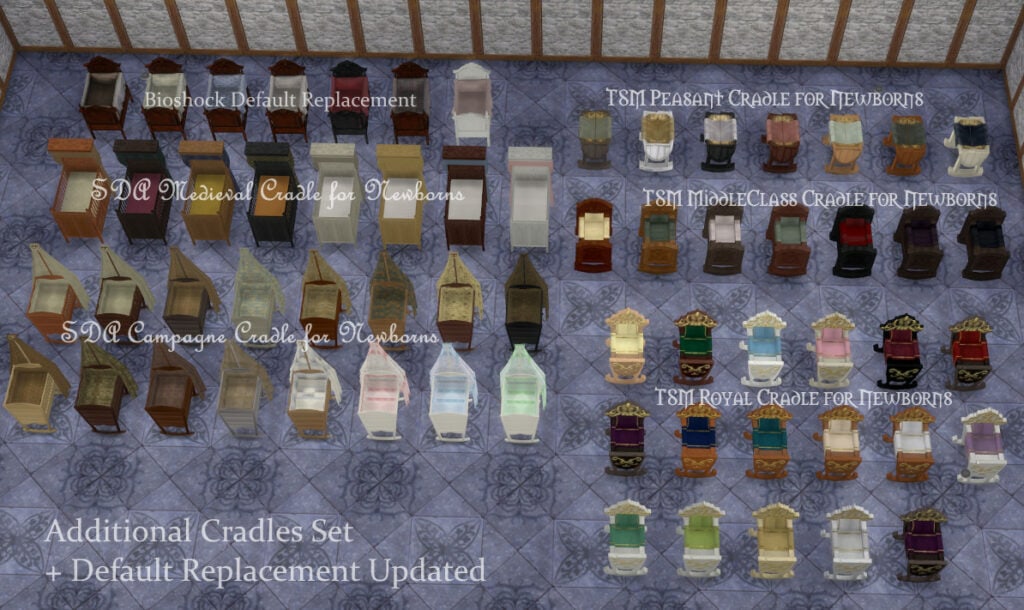 Sims 4 Medieval Baby Bassinet (TONS of options!)