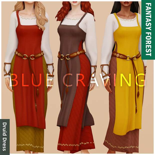 Fantasy Druid Sims 4 Medieval CC Dress