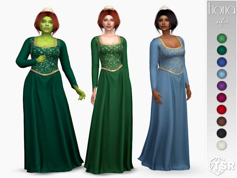 Fiona (Yes, like Shrek) Sims 4 Medieval Dress