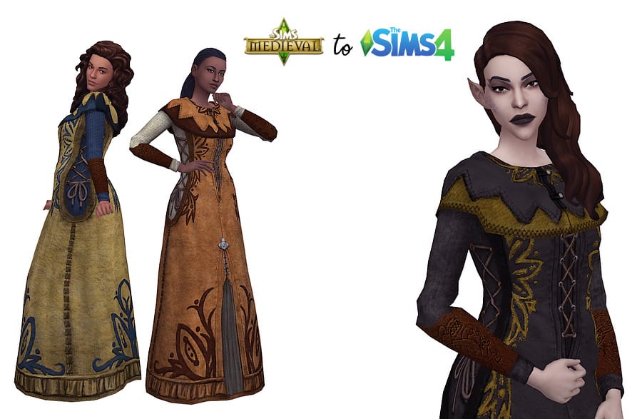 Sims 4 Medieval CC Noble Collar Dress