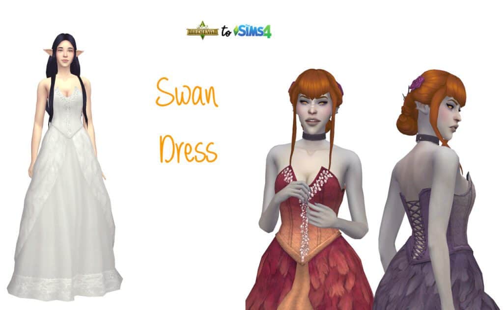 Swan Princess Medieval Dress CC