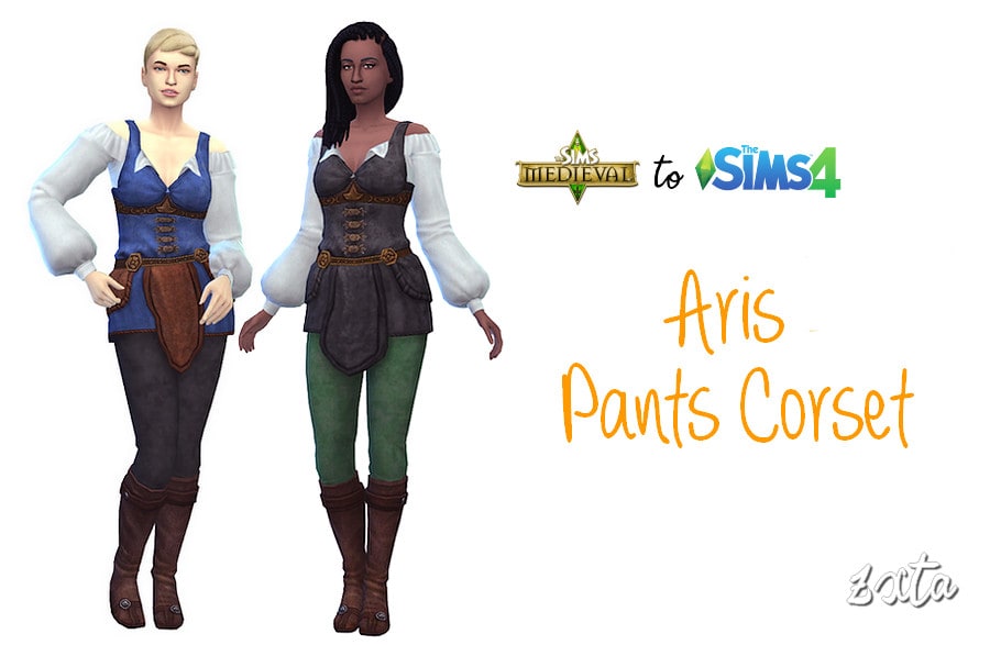 Sims 4 Medieval CC Female Pants and Corset Outfit