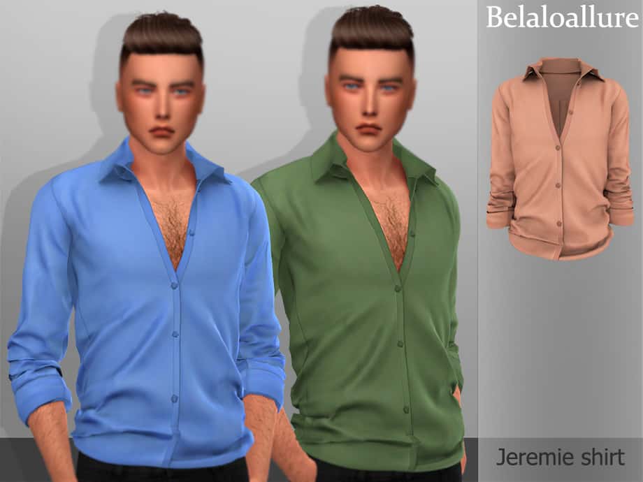 Jeremie Button-Up Sims 4 Male CC Shirt