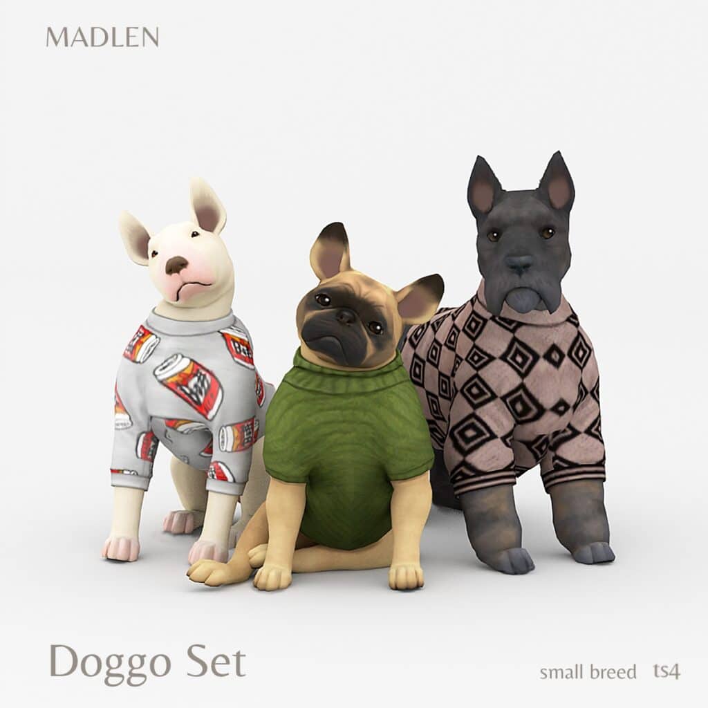 Patterned Dog Sweaters Sims 4 Pet CC Clothes