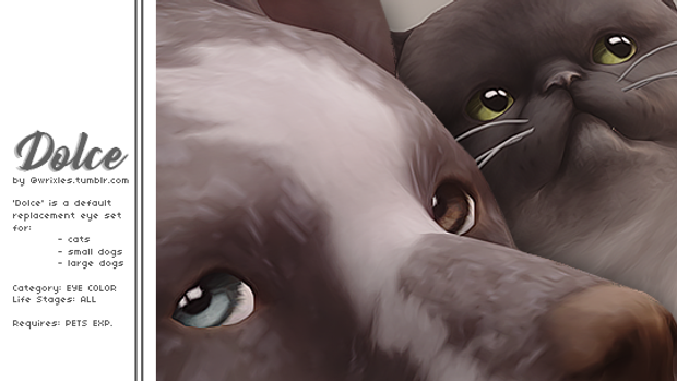 Dolce Eyes for Pets (Sims 4 Pet Default Replacement Eyes)