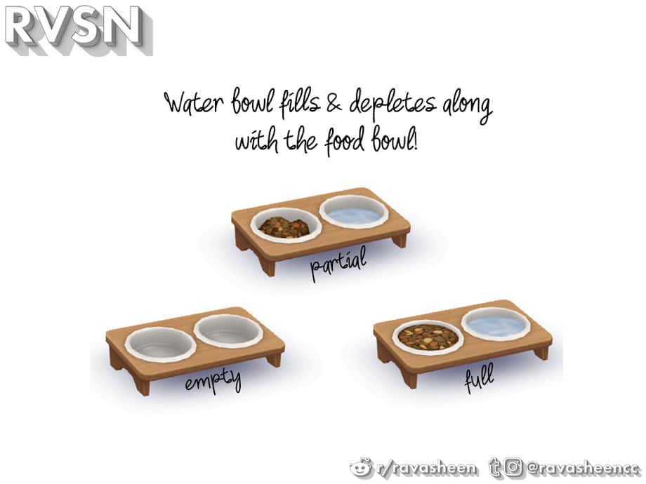 Food & Water Bowl Sims 4 Pet CC