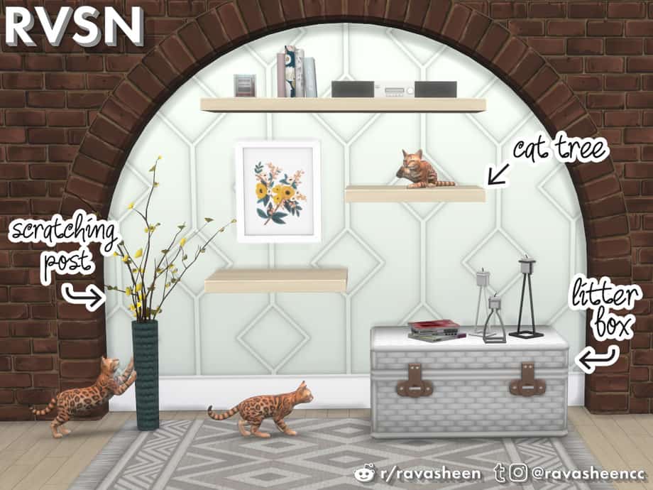 Meow-dern Cat Sims 4 Pet CC Set