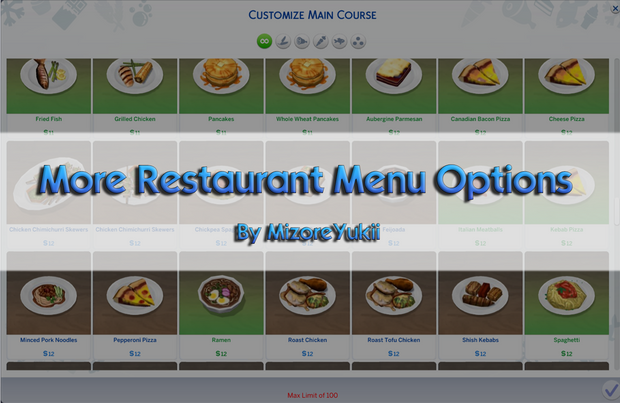More Menu Options Sims 4 Restaurant Mods (up to 50 or 100 items!)