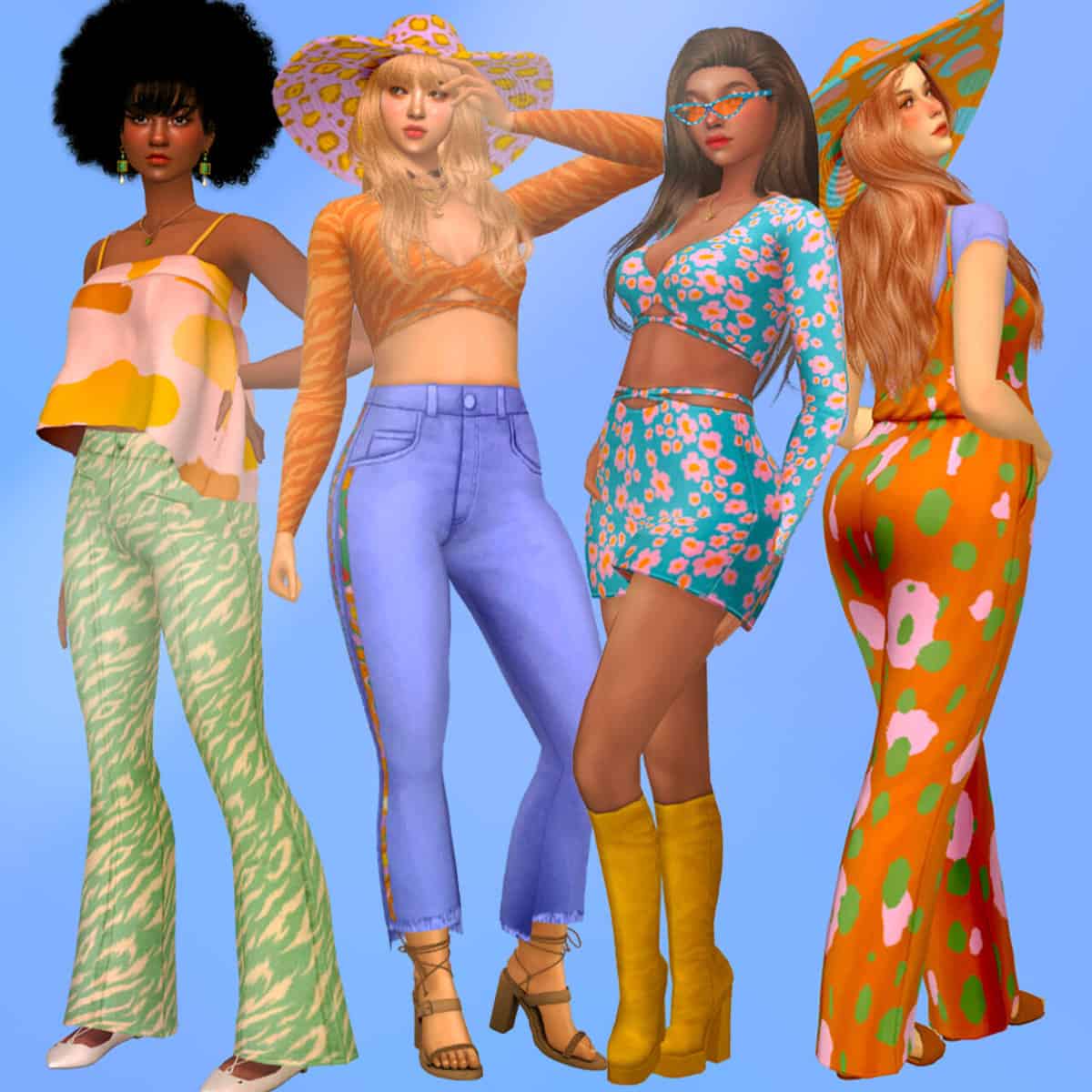 70s Style Sims 4 Cowgirl CC Set