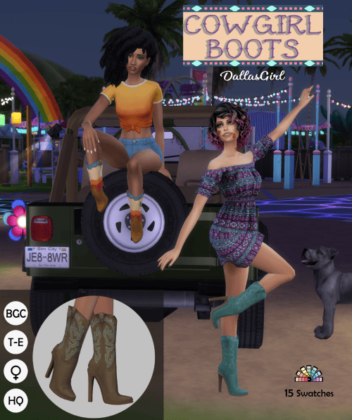 Cowboy Boots Sims 4 Country CC Shoes