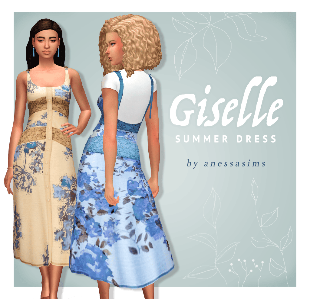 Giselle Sims 4 Country CC Dress