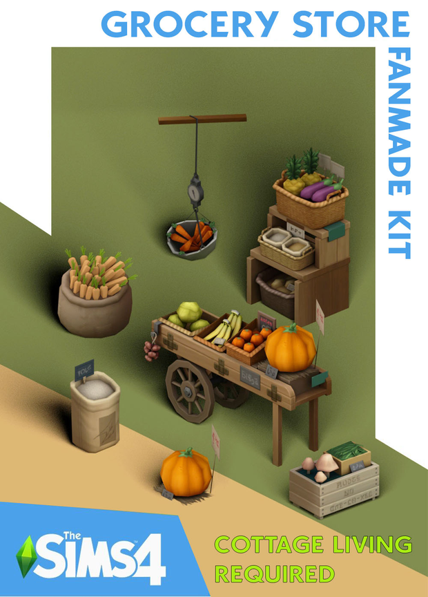 Functional Market Sims 4 Country CC Grocery Store Set