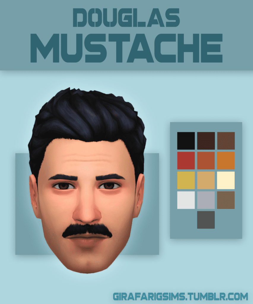 Douglas Mustache Sims 4 Facial Hair CC