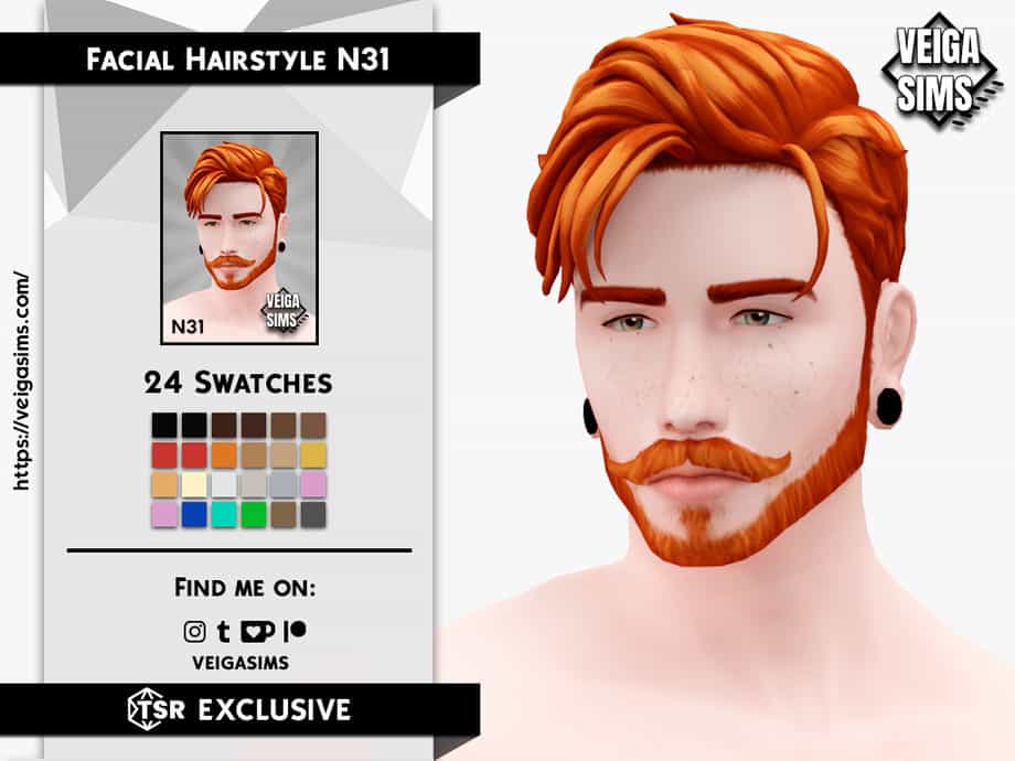 Handlebar Mustache Sims 4 Beard CC