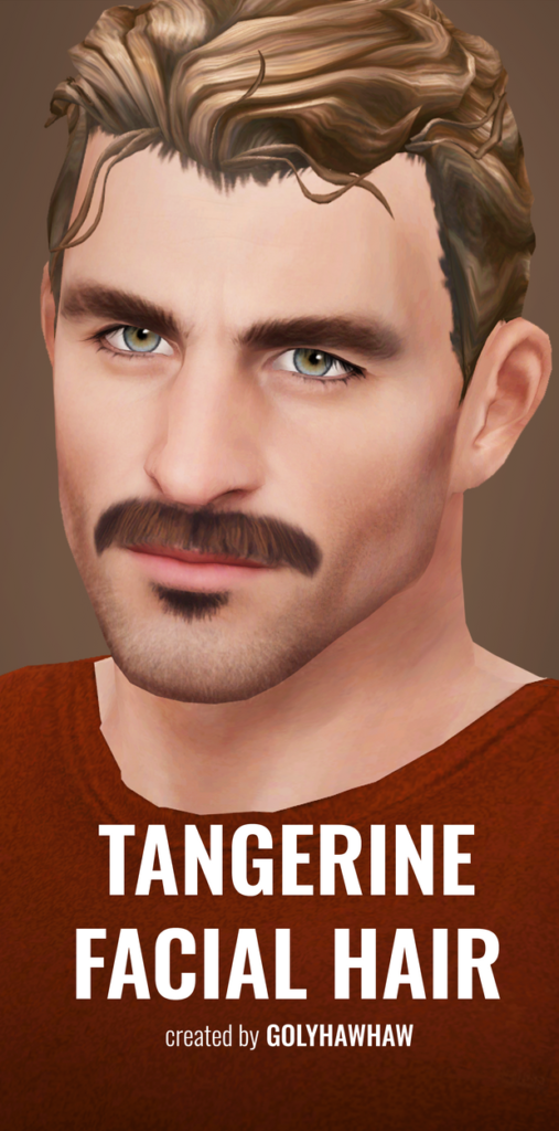 Tangerine Mustache Sims 4 Facial Hair CC