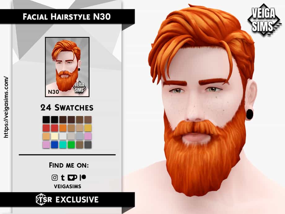 Full and Long Sims 4 Beard CC