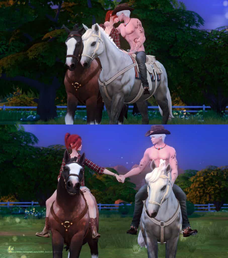 Romantic Couple Sims 4 Horse Pose
