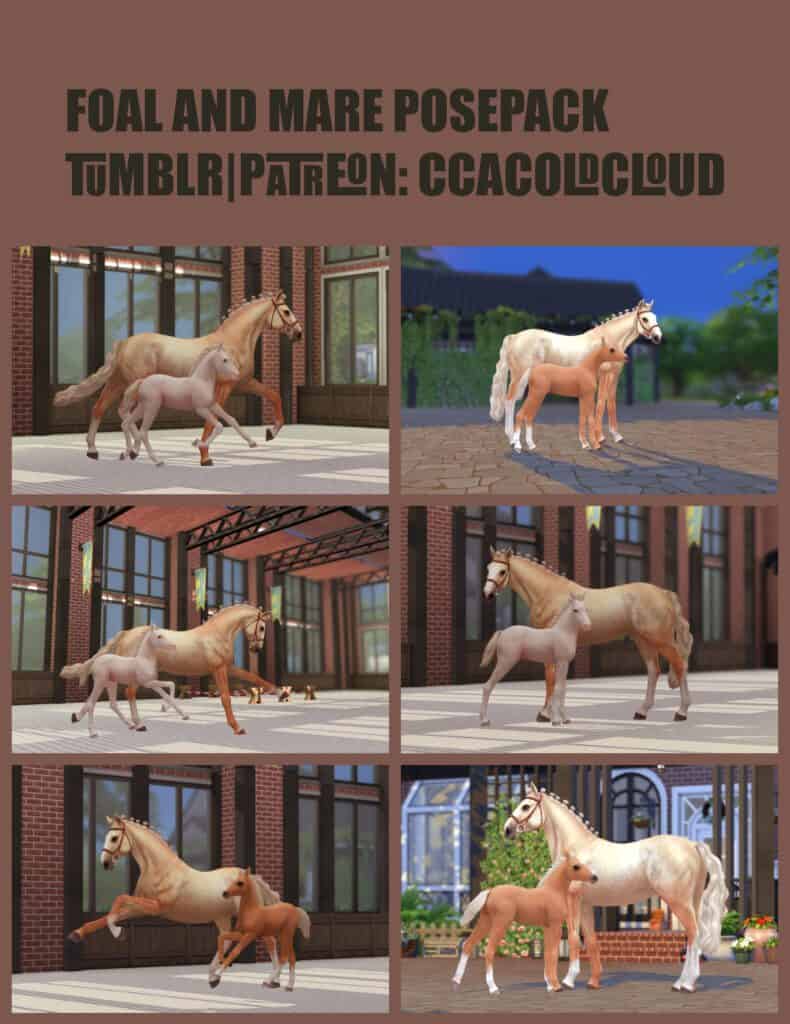 Foal & Mare Sims 4 Horse Pose