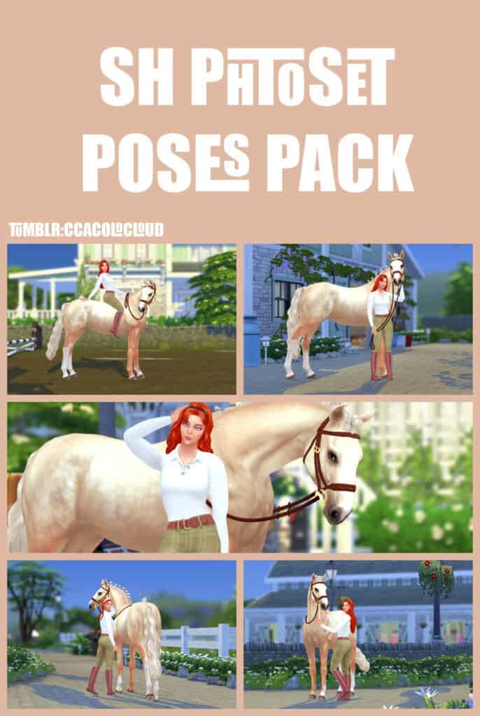 Rider and Horse Photoshoot Sims 4 Horse Pose Pack