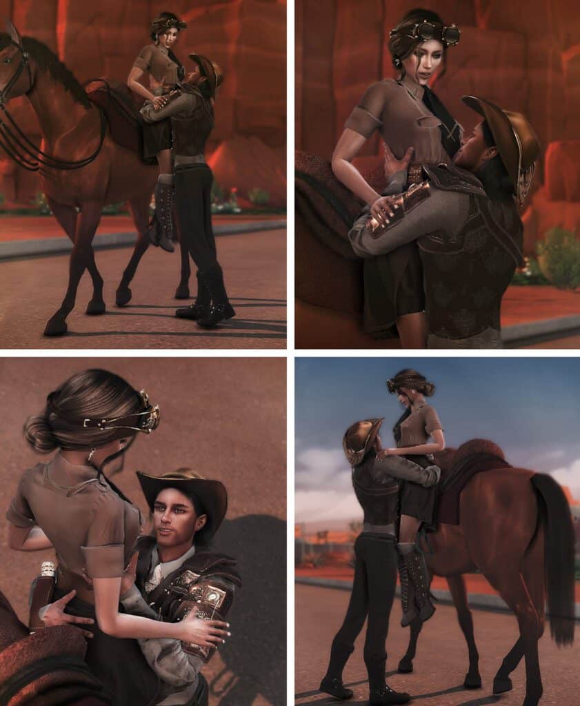 Riding Couple Sims 4 Horse Pose Pack