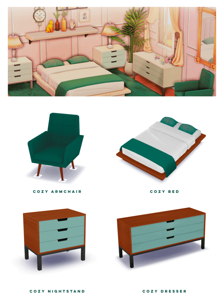 Caio Contemporary Sims 4 Bedroom CC Pack