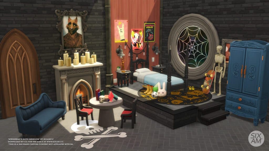Goth Sims 4 Bedroom CC Pack by Sixam