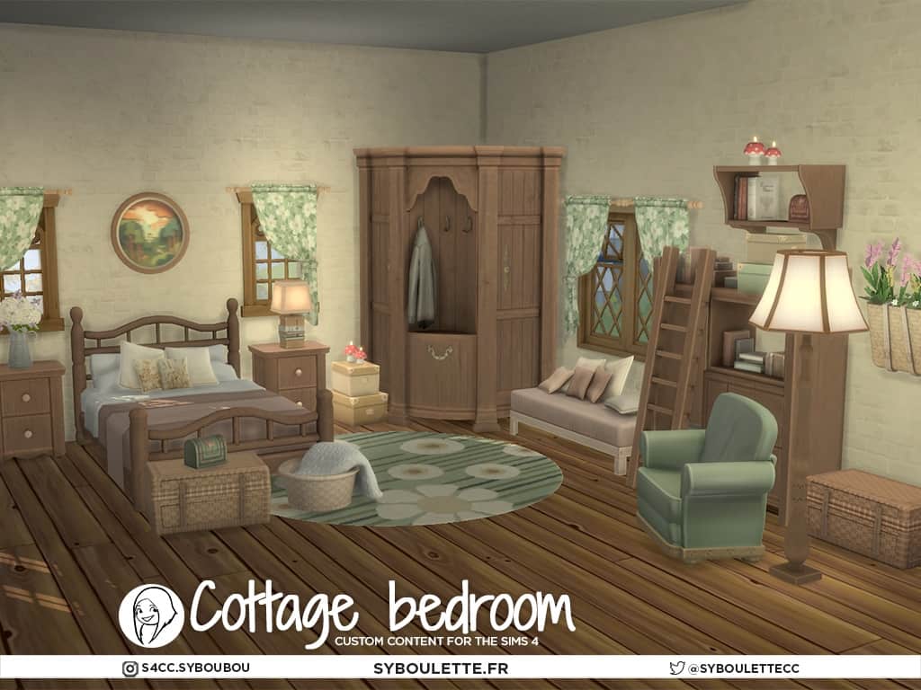 Grandma's Cottage Sims 4 Bedroom CC For Elders (Or Cottagecore Lovers)