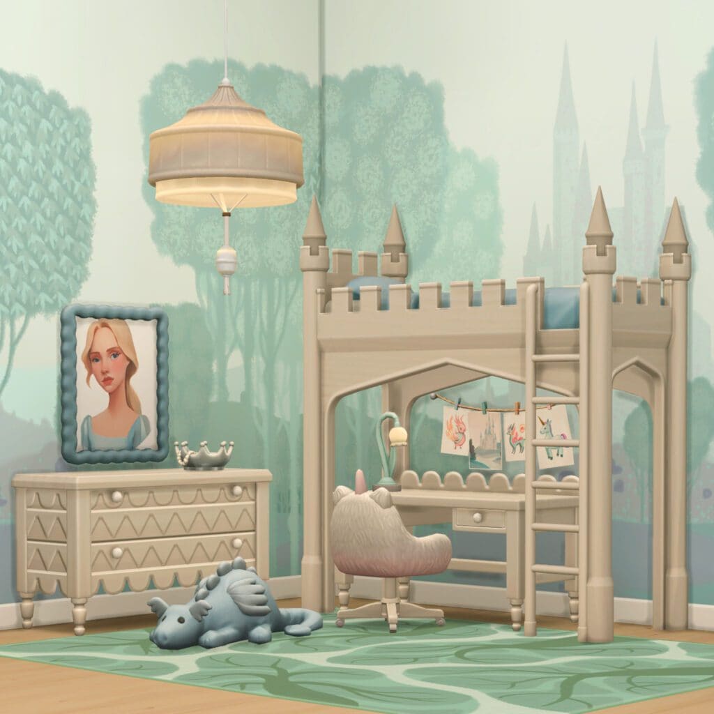 Fairytale Inspired Sims 4 Kids Bedroom CC (Felixandre x The Clutter Cat)