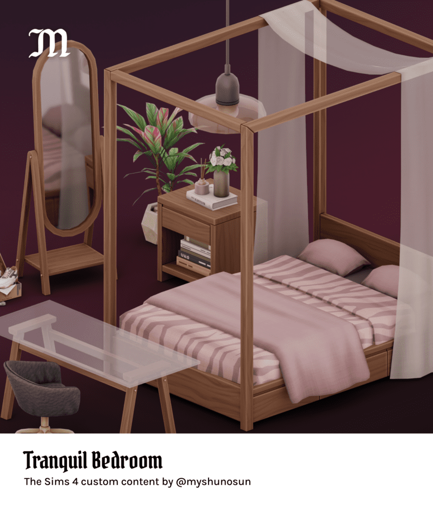 Myshunosun Canopy Bed Tranquil Sims 4 Bedroom CC Pack