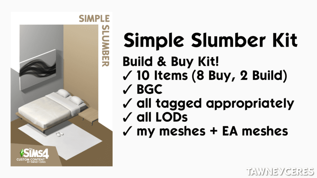 Simple Slumber Contemporary Sims 4 Bedroom CC