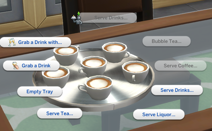 Functional Drink Tray Sims 4 Food Mod (Serve Coffee, Tea, Alcohol for a group)