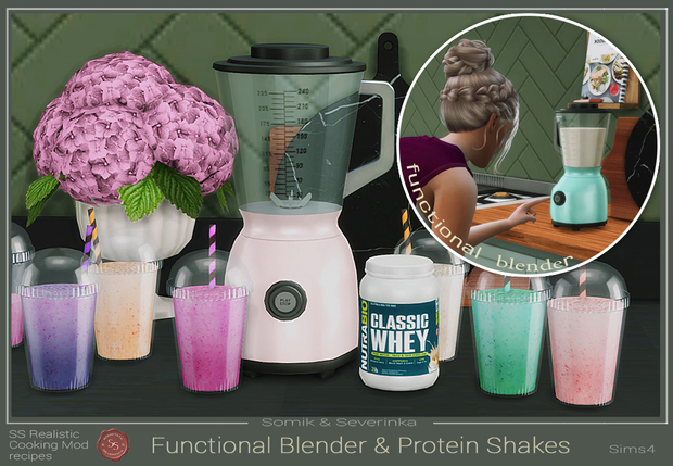 Functional Blender and Protein Shakes Sims 4 Food Mod